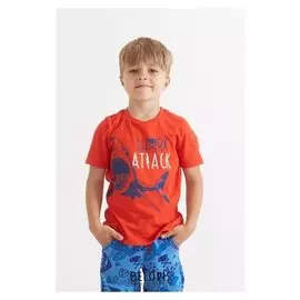 Футболка для мальчика Kaftan "Surf" акула, р.34 (122-128 см), красный