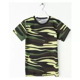Футболка для мальчика камуфляж, цвет зелёный/ рост 128-134 см