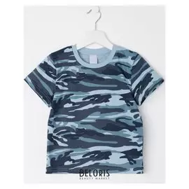 Футболка для мальчика, камуфляж серый, рост 146-152 см