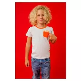 Футболка для мальчика Milk, цвет белый/оранжевый, рост 122 см