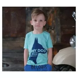 Футболка Kaftan "Доберман" р.32 (110-116), голубой