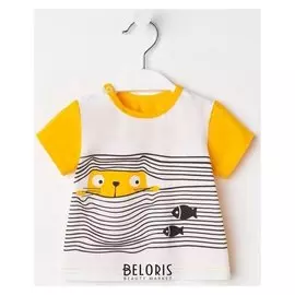 Футболка «Кошачьи мечты», цвет белый/жёлтый, рост 68 см