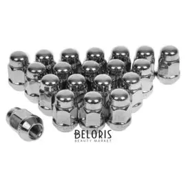 Гайки 12x1,25 мм, высота 35 мм, под ключ 19 мм, конус, закрытые, хром, набор 20 шт.