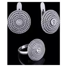 Гарнитур 2 предмета: серьги, кольцо Фивы, размер 17, цвет белый в чернёном серебре