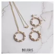 Гарнитур 2 предмета: серьги, кулон Бонтон, цвет микс, 43 см