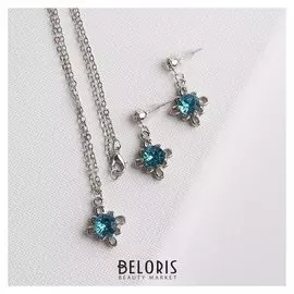 Гарнитур 2 предмета: серьги, кулон Мираж, вензеля, цвет микс в серебре, 43 см