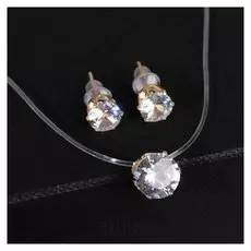 Гарнитур 2 предмета: серьги, кулон "На леске" классика, цвет белый в золоте