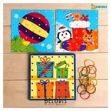 Геоборд «Новогодние задания» со сменными картинками и резиночками