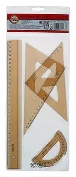 Геометрический набор: линейка, треугольник 2 штуки, транспортир, дымчатый