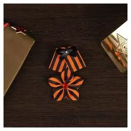 Георгиевская лента-брошь "Значок", со стразами