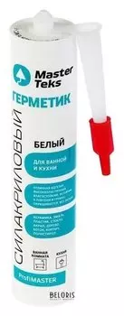 Герметик силакриловый Masterteks PM, для ванной и кухни, 290 мл, белый