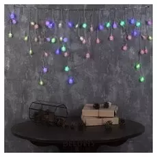 Гирлянда "Бахрома"1.8 х 0.5 м с насадками"ёжики", Ip20, прозрачная нить, 48 Led, свечение Rg/rb, мигание, 220 В