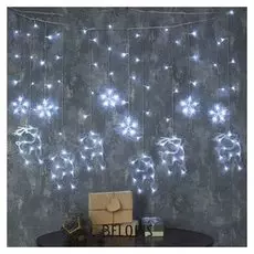 Гирлянда "Бахрома"2.4 х 0.9 м с насадками"олень", Ip20, прозрачная нить, 138 Led, свечение белое, 8 режимов, 220 В