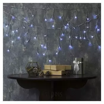 Гирлянда "Бахрома" 3 х 0.5 м, Ip20, прозрачная нить, 80 Led, свечение белое, 8 режимов, 220 В