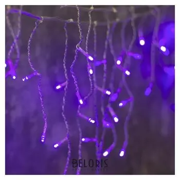 Гирлянда "Бахрома" 3 х 0.5 м, Ip20, прозрачная нить, 80 Led, свечение фиолетовое, 8 режимов, 220 В