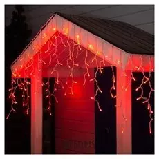 Гирлянда "Бахрома" 3 х 0.6 м, Ip65, умс, белая нить, 160 Led, свечение красное, фиксинг, 220 В