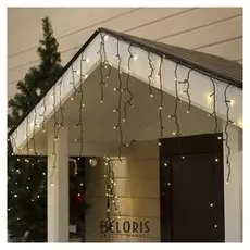 Гирлянда "Бахрома" 3 х 0.6 м, Ip44, умс, тёмная нить, 160 Led, свечение тёплое белое, 220 В