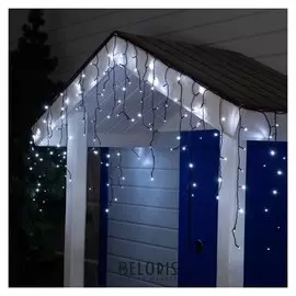 Гирлянда "Бахрома" 3 х 0.6 м, Ip44, умс, тёмная нить, 160 Led, свечение белое, 220 В