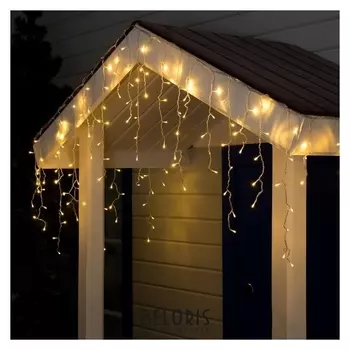 Гирлянда "Бахрома" 3 х 0.6 м, Ip44, прозрачная нить, 160 Led, свечение тёплое белое, 220 В