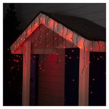 Гирлянда "Бахрома" 3 х 0.6 м, Ip44, тёмная нить, 160 Led, свечение красное, 220 В