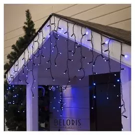 Гирлянда "Бахрома" 3 х 0.6 м, Ip65, умс, тёмная нить, 160 Led, свечение синее, 220 В