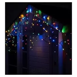 Гирлянда "Бахрома" 3 х 0.6 м, Ip65, умс, тёмная нить каучук, 160 Led, свечение мульти, 220 В