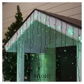 Гирлянда "Бахрома" 3 х 0.9 м, Ip44, умс, тёмная нить, 232 Led, свечение зелёное, 220 В