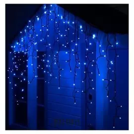 Гирлянда "Бахрома" 3 х 0.9 м, Ip65, умс, тёмная нить каучук, 232 Led, свечение синее, 220 В