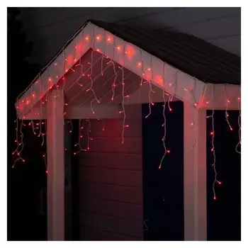 Гирлянда "Бахрома" 4 х 0.6 м, Ip44, белая нить, 180 Led, свечение красное, 8 режимов, 220 В