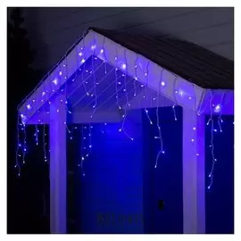 Гирлянда "Бахрома" 4 х 0.6 м, Ip44, белая нить, 180 Led, свечение синее, мерцание белым, 220 В