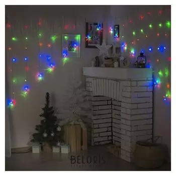 Гирлянда "Бахрома-арка" 2.5 х 1.2 м, Ip20, прозрачная нить, 136 Led, свечение мульти, 8 режимов, 220 В