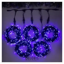 Гирлянда "Клип-лайт" 5 нитей по 20 м, Ip44, умс, тёмная нить, 665 Led, свечение фиолетовое, фиксинг, 24 В