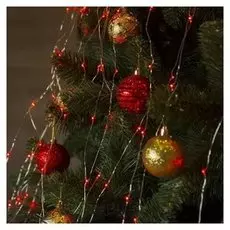 Гирлянда "Конский хвост" 30 нитей по 2.5 м, Ip20, серебристая нить, 750 Led, свечение красное, 8 режимов, 12 В