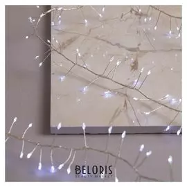 Гирлянда "Мишура" 2 м роса, Ip65, серебристая нить, 200 Led, свечение белое, 8 режимов, 4.5 В