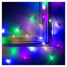 Гирлянда "Мишура" 5 м роса, Ip20, серебристая нить, 100 Led, свечение мульти, 2 режима, 3 х AA