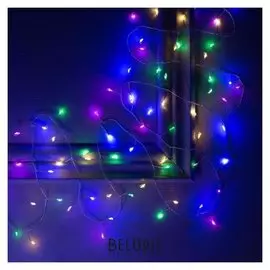 Гирлянда "Мишура" 5 м роса, Ip20, серебристая нить, 200 Led, свечение мульти, фиксинг, 12 В