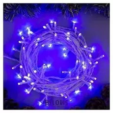 Гирлянда "Нить" 10 м, Ip20, белая нить, 100 Led, свечение синее, 8 режимов, 220 В
