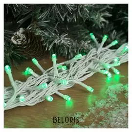 Гирлянда "Нить" 10 м, Ip44, белая нить, 100 Led, свечение зелёное, 8 режимов, 220 В