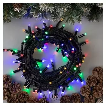 Гирлянда "Нить" 10 м, Ip65, тёмная нить, 100 Led, свечение мульти, 220 В
