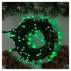 Гирлянда "Нить" 10 м, Ip65, тёмная нить, 100 Led, свечение зелёное, 220 В