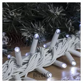 Гирлянда "Нить" 10 м, Ip65, умс, белая нить, 100 Led, свечение белое, 220 В