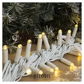 Гирлянда "Нить" 10 м, Ip65, умс, белая нить, 100 Led, свечение тёплое белое, мерцание белым, 220 В