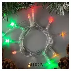 Гирлянда "Нить" 1.2 м, Ip20, прозрачная нить, 12 Led, свечение мульти, фиксинг, 220 В