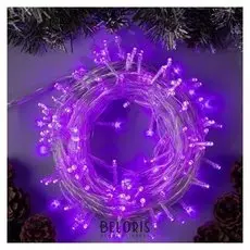 Гирлянда "Нить" 20 м, Ip20, прозрачная нить, 200 Led, свечение фиолетовое, 8 режимов, 220 В