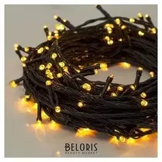 Гирлянда "Нить" 20 м, Ip20, тёмная нить, 200 Led, свечение жёлтое, 8 режимов, 220 В