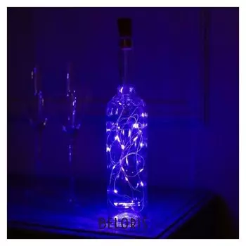 Гирлянда "Нить" 2 м роса с пробкой, Ip20, серебристая нить, 20 Led, свечение фиолетовое, фиксинг, 3 х Lr44