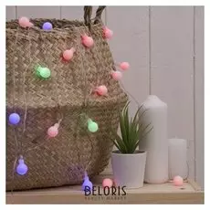 Гирлянда "Нить"3 м с насадками"шарики", Ip20, прозрачная нить, 20 Led, свечение мульти, фиксинг, USB