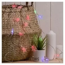 Гирлянда "Нить"3 м с насадками"звёзды", Ip20, прозрачная нить, 20 Led, свечение мульти, фиксинг, 3 х AA