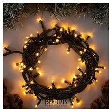 Гирлянда "Нить" 4.5 м, Ip20, тёмная нить, 100 ламп, свечение жёлтое, 8 режимов, 220 В