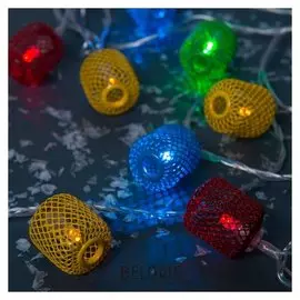 Гирлянда "Нить"4 м с насадками"фонарик сетка", Ip20, прозрачная нить, 20 Led, свечение мульти, 8 режимов, 220 В